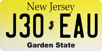 NJ license plate J30EAU
