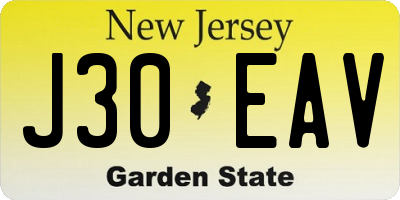 NJ license plate J30EAV