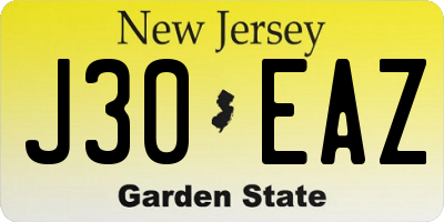 NJ license plate J30EAZ
