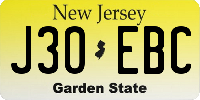 NJ license plate J30EBC