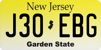 NJ license plate J30EBG