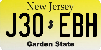 NJ license plate J30EBH