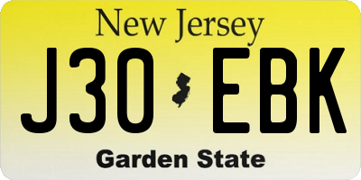 NJ license plate J30EBK