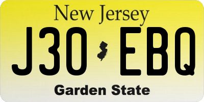 NJ license plate J30EBQ