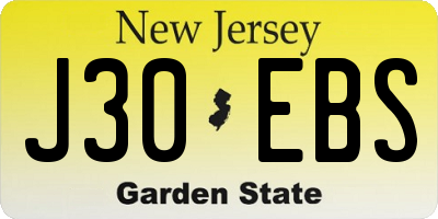 NJ license plate J30EBS