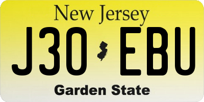 NJ license plate J30EBU
