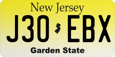 NJ license plate J30EBX