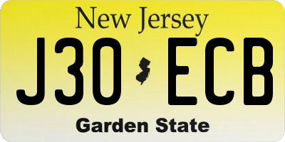 NJ license plate J30ECB