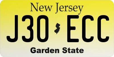 NJ license plate J30ECC