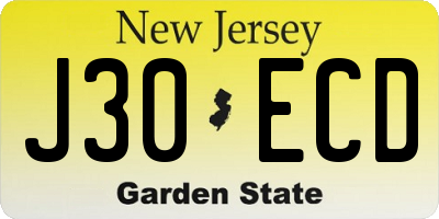 NJ license plate J30ECD