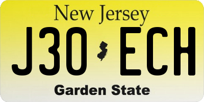 NJ license plate J30ECH