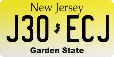 NJ license plate J30ECJ