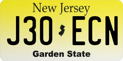 NJ license plate J30ECN