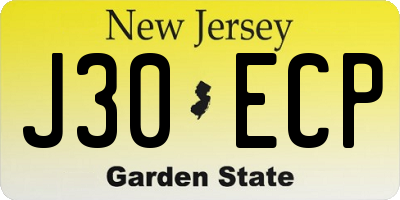 NJ license plate J30ECP