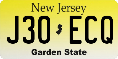 NJ license plate J30ECQ
