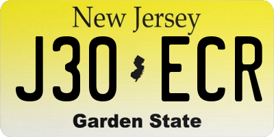 NJ license plate J30ECR