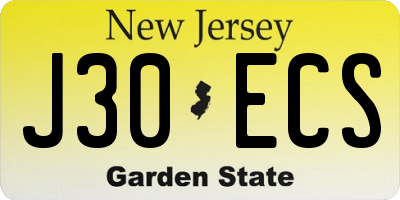 NJ license plate J30ECS