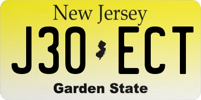 NJ license plate J30ECT