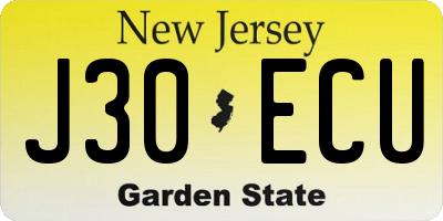 NJ license plate J30ECU