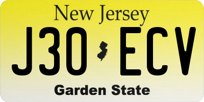 NJ license plate J30ECV