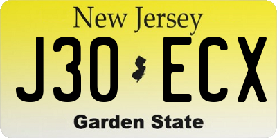 NJ license plate J30ECX