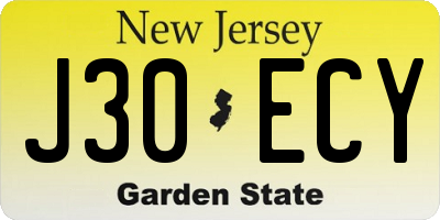 NJ license plate J30ECY