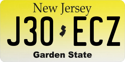 NJ license plate J30ECZ