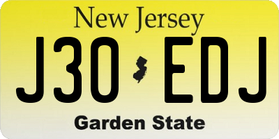 NJ license plate J30EDJ
