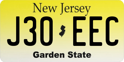 NJ license plate J30EEC