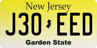 NJ license plate J30EED