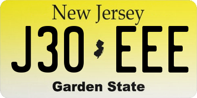 NJ license plate J30EEE