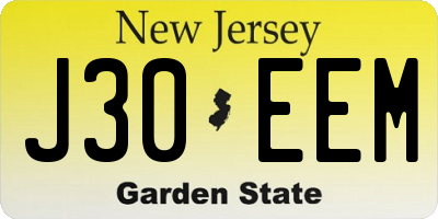 NJ license plate J30EEM
