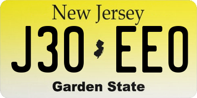 NJ license plate J30EEO
