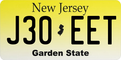 NJ license plate J30EET