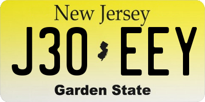 NJ license plate J30EEY