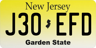 NJ license plate J30EFD