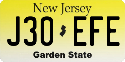 NJ license plate J30EFE