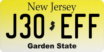 NJ license plate J30EFF