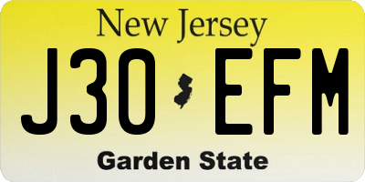 NJ license plate J30EFM
