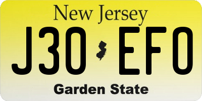 NJ license plate J30EFO