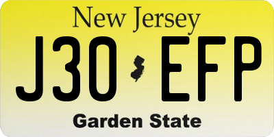 NJ license plate J30EFP