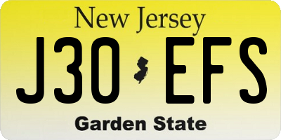 NJ license plate J30EFS
