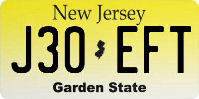 NJ license plate J30EFT