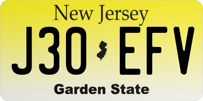NJ license plate J30EFV