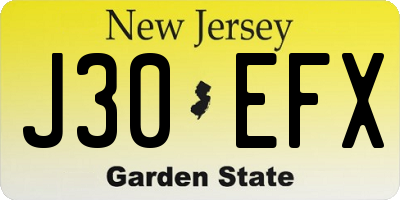 NJ license plate J30EFX