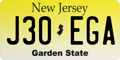 NJ license plate J30EGA