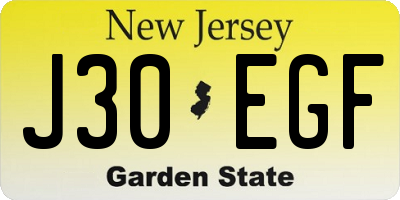 NJ license plate J30EGF