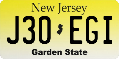 NJ license plate J30EGI