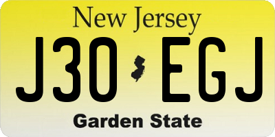 NJ license plate J30EGJ