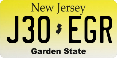 NJ license plate J30EGR